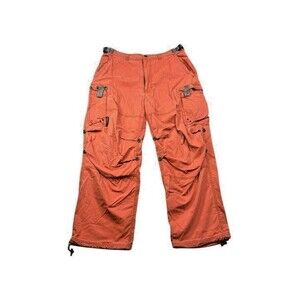 Vintage 00's Y2K Baggy Abercrombie & Fitch Orange Paratrooper Cargo Pants Large